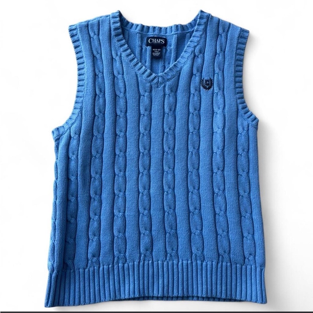 Chaps V-Neck Blue Sweater Vest
